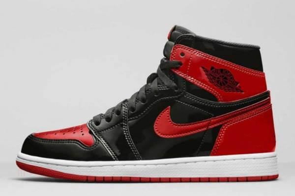 Tenisky Nike Air Jordan 1 High OG Bred Lakovane Panske Čierne Biele Červené Slovensko | SK-TIDROY910