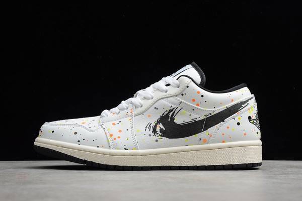 Tenisky Nike Air Jordan 1 Low Brushstroke Panske Biele Slovensko | SK-NAJGDP301