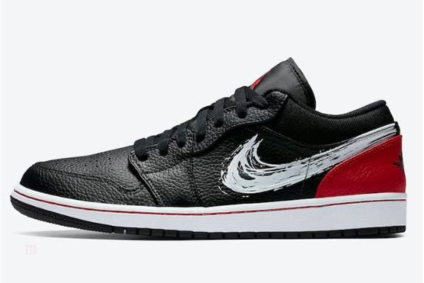 Tenisky Nike Air Jordan 1 Low Brushstroke Swoosh Panske Čierne Slovensko | SK-QUCSGK804