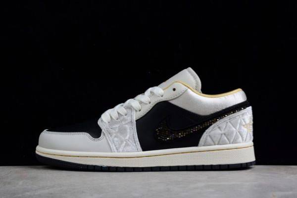 Tenisky Nike Air Jordan 1 Low SE Beaded Swooshes Panske Siva Čierne Slovensko | SK-ZGECFQ471