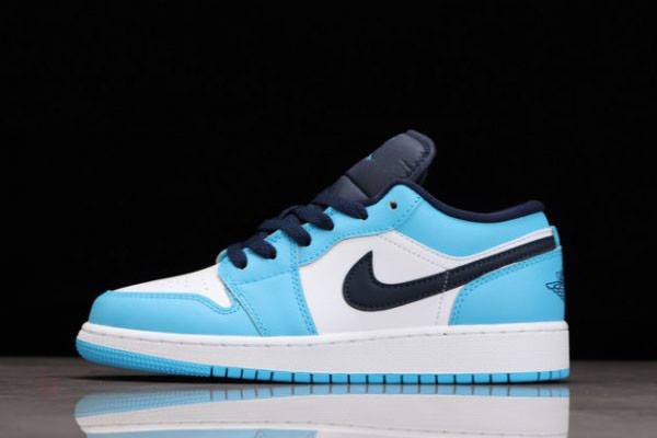Tenisky Nike Air Jordan 1 Low UNC Panske Biele Modre Obsidian Slovensko | SK-IMJNSU534