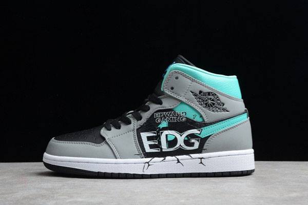 Tenisky Nike Air Jordan 1 Stredne AJ1 EDG Panske Čierne Siva Tyrkysové Modre Slovensko | SK-NMUHVF958