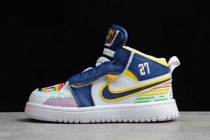 Tenisky Nike Air Jordan 1 Stredne Chlapcenske Biele Modre Žlté Slovensko | SK-YAGFCX790