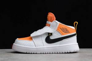 Tenisky Nike Air Jordan 1 Stredne Chlapcenske Biele Čierne Oranžové Slovensko | SK-ZJNCAP598