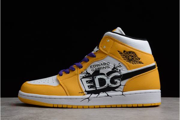 Tenisky Nike Air Jordan 1 Stredne EDG Panske Biele Žlté Nachový Čierne Slovensko | SK-ULXMZA029