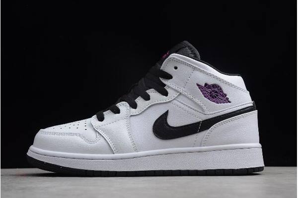 Tenisky Nike Air Jordan 1 Stredne GS Panske Biele Čierne Nachový Slovensko | SK-AQXVSE604