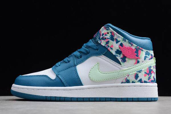 Tenisky Nike Air Jordan 1 Stredne GS Panske Biele Modre Ruzove Zelene Slovensko | SK-HRLVDZ302
