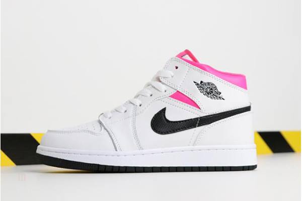 Tenisky Nike Air Jordan 1 Stredne GS Panske Ruzove Biele Čierne Ruzove Slovensko | SK-MAPOTQ456