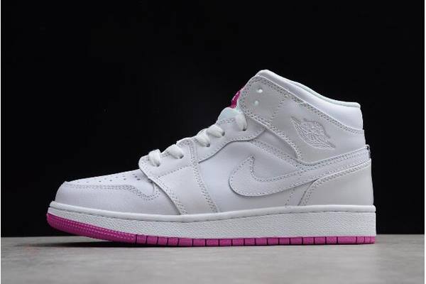 Tenisky Nike Air Jordan 1 Stredne GS Panske Biele Fuchsie Slovensko | SK-NMLFVQ421