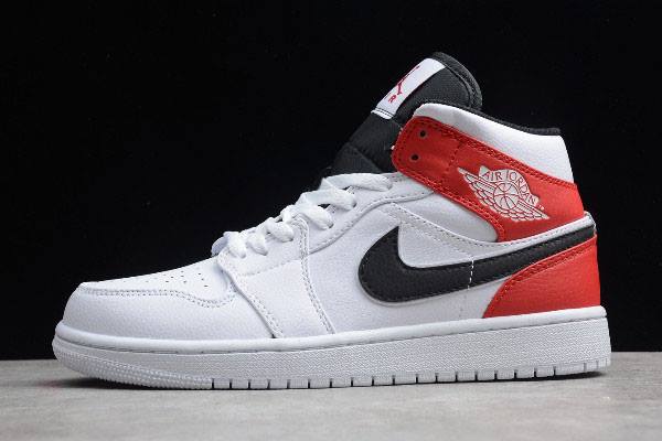 Tenisky Nike Air Jordan 1 Stredne Panske Biele Červené Čierne Slovensko | SK-IRDGQL509