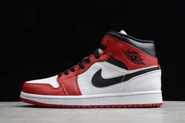 Tenisky Nike Air Jordan 1 Stredne Panske Biele Červené Čierne Slovensko | SK-LZSIHM908