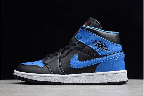 Tenisky Nike Air Jordan 1 Stredne Royal Paint Splatter Panske Kráľovská Modrá Čierne Modre Oranžové Slovensko | SK-RJLOKB105