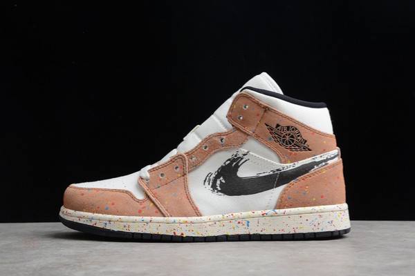Tenisky Nike Air Jordan 1 Stredne SE Brushstroke Panske Biele Hnede Slovensko | SK-MWANTS583
