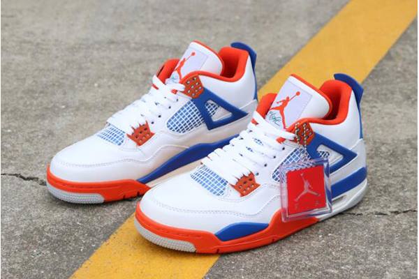 Tenisky Nike Air Jordan 4 Knicks Panske Biele Kráľovská Modrá Modre Oranžové Slovensko | SK-NVSMRD589