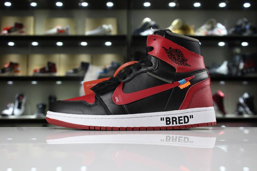 Tenisky Nike OFF-WHITE x Air Jordan 1 High OG 10X Bred Panske Biele Čierne Červené Biele Slovensko | SK-TNCIPO420