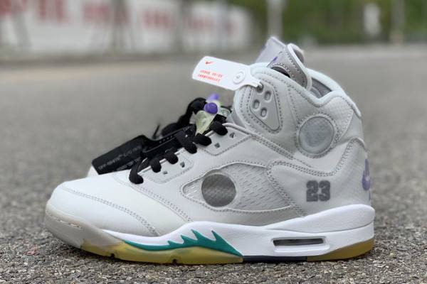 Tenisky Nike OFF-WHITE x Air Jordan 5 Panske Biele Siva Zelene Biele Slovensko | SK-YUOBQH371