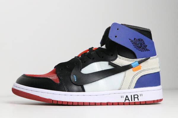 Tenisky Nike Off-White x Air Jordan 1 Panske Biele Čierne Kráľovská Modrá Červené Slovensko | SK-LXIUSJ614